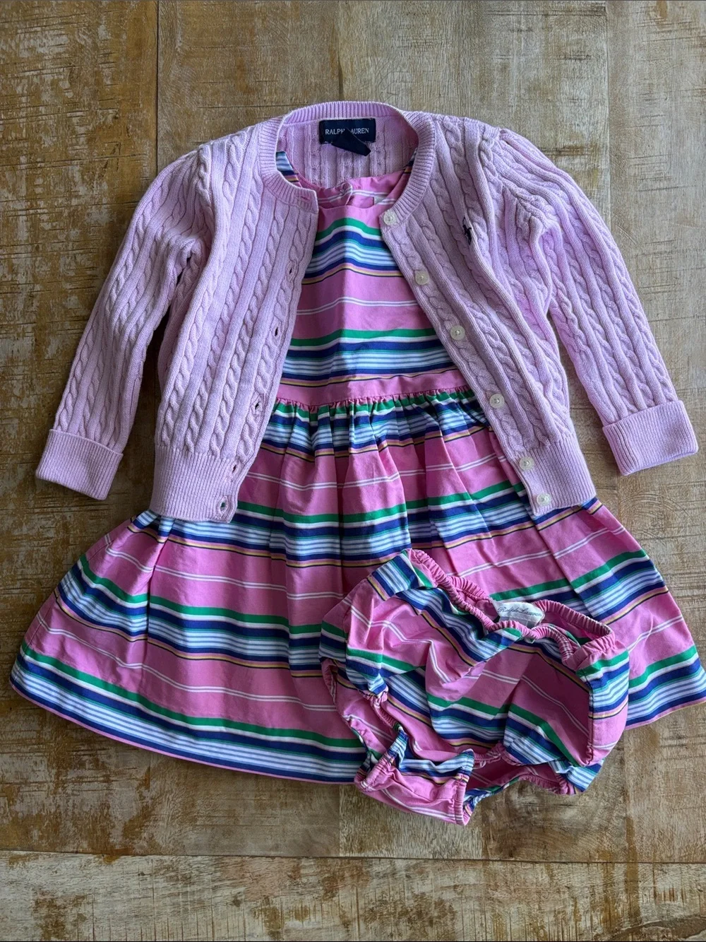 Ralph Lauren Dress with Cable Knit Cardigan 18m